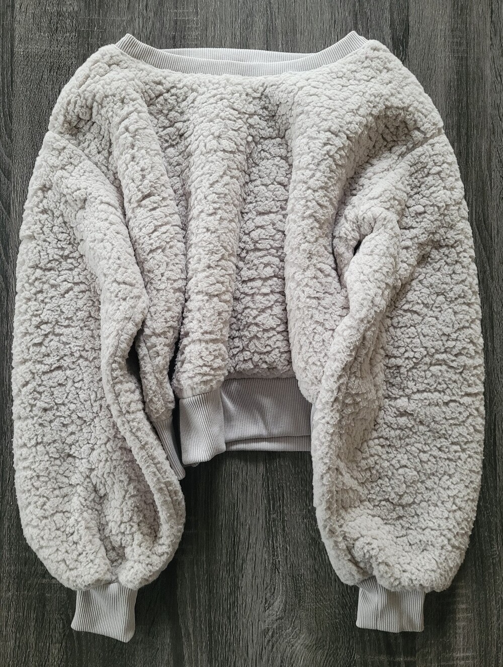 NEW Express SOFT Cropped Sherpa Crew Neck Sweatshirt